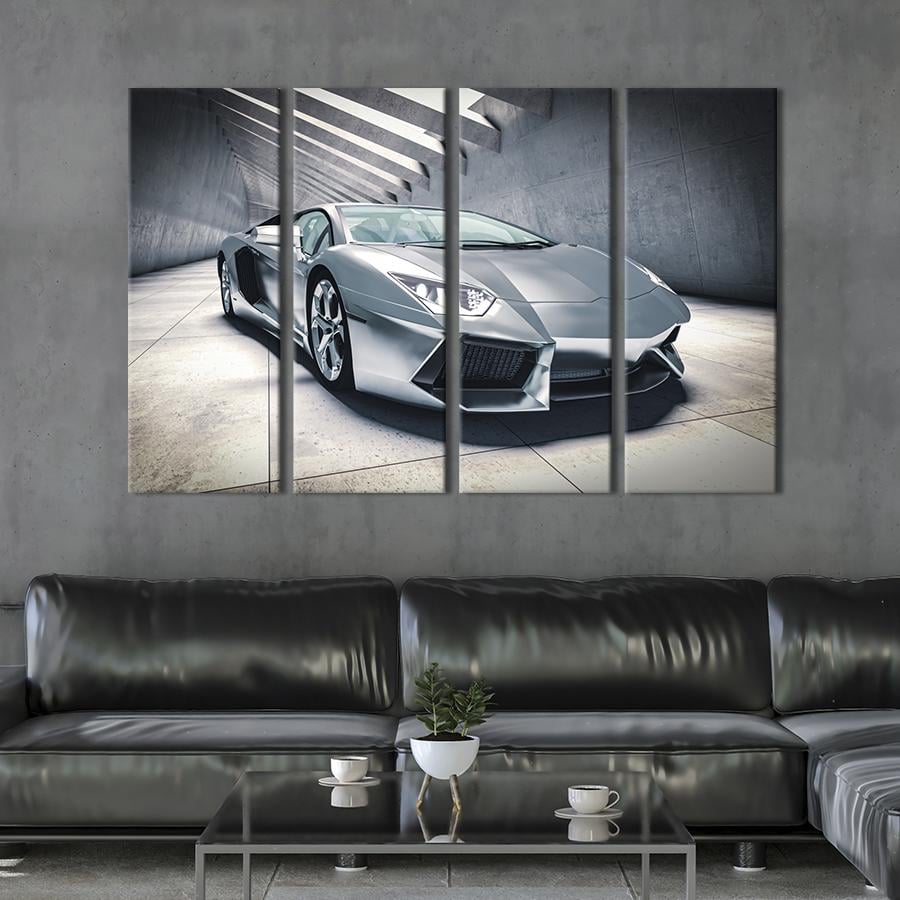 Картина на холсте Серый футуристический автомобиль 149x93 см (1286-41)