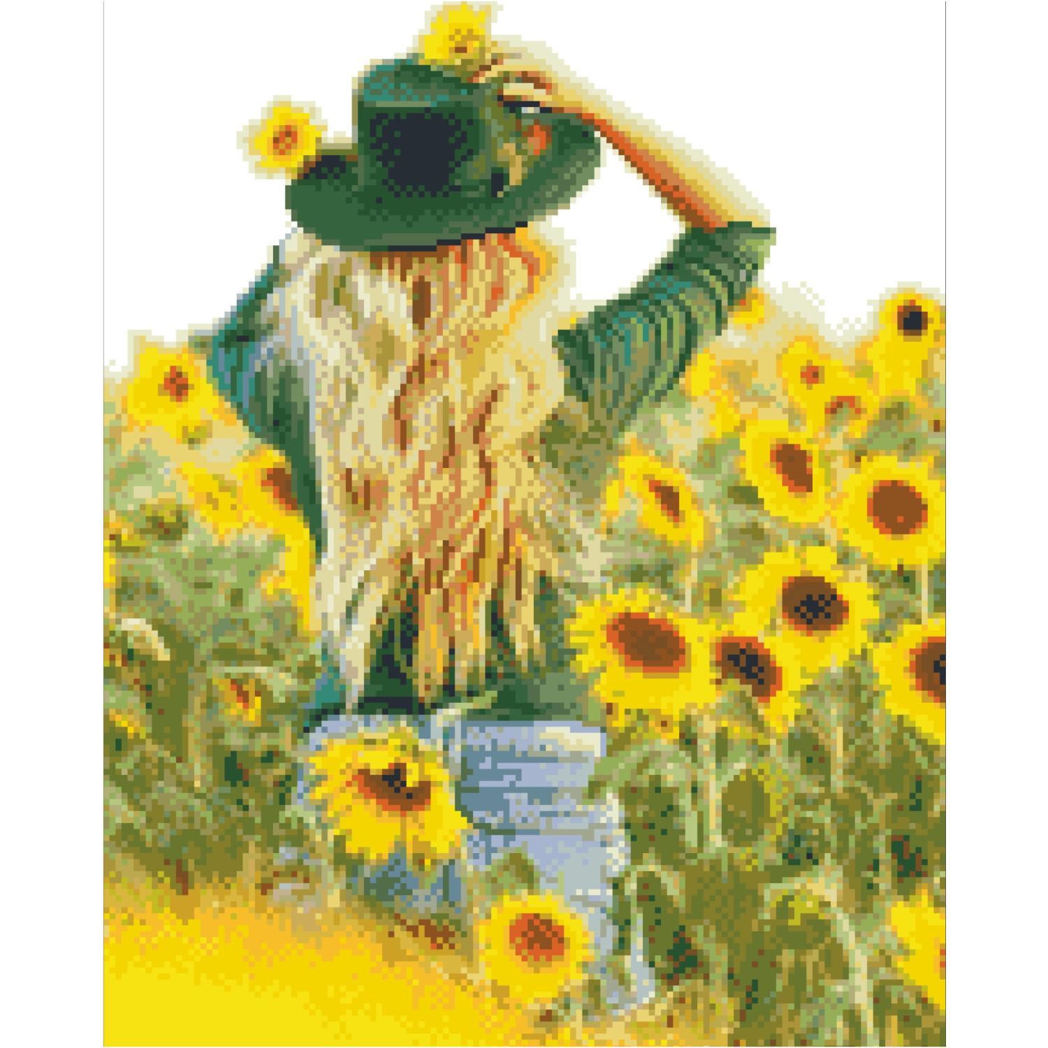 Алмазная мозаика Strateg Премиум В поле среди подсолнечников 40x50 см (FA40871)