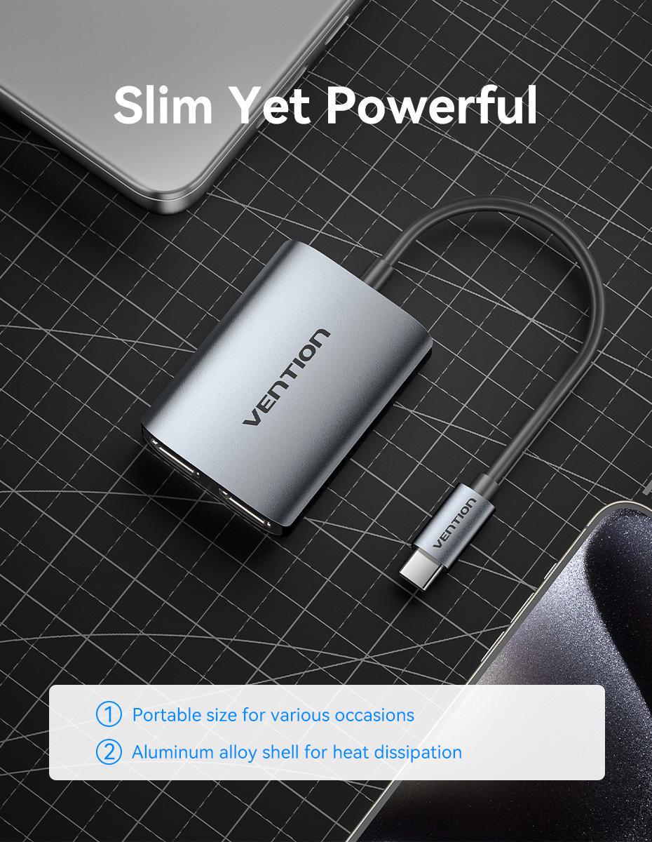 Карта видеозахвата Vention Type-C-2x HDMI 4K 30Гц 1080p 60Гц режимы Черный (ACZHB) - фото 9