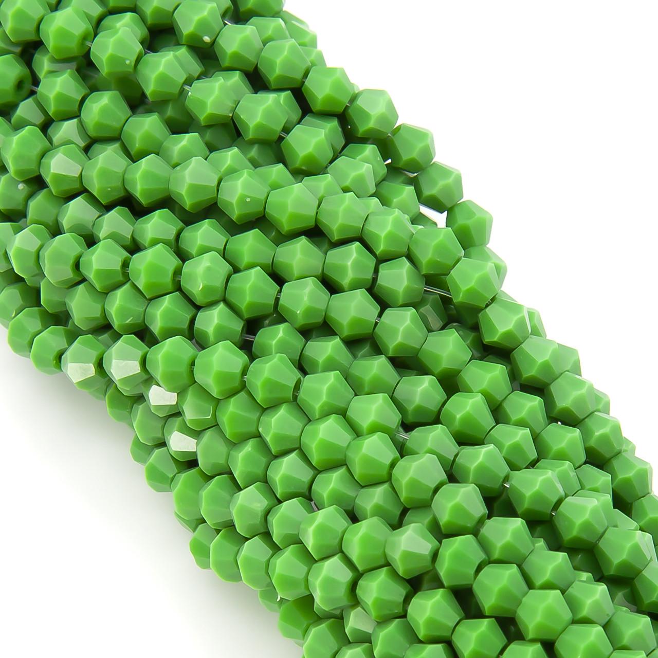 Бусины хрустальные Биконус 4х4,2 мм 95 шт. непрозрачный Зеленый (БИ0004к48)