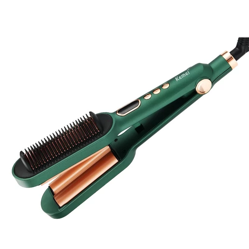 Плойка для волосся Kemei Km-2237 з гребінцем та іонізацією Бірюзовий