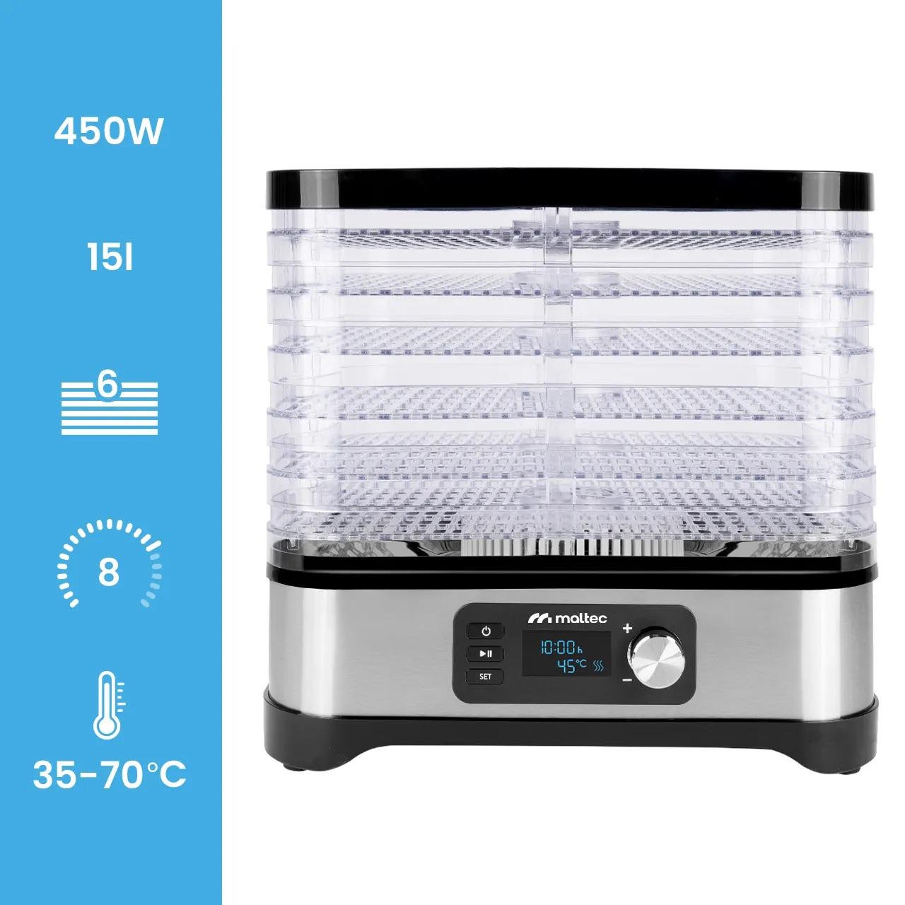 Сушилка электрическая Maltec PerfectDry с регулировкой температуры и таймером 450W 14,4 л (PD450) - фото 16