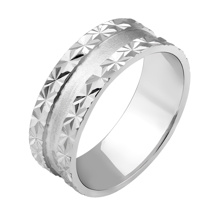 Обручка срібна з рельєфними краями та полірованою серединою р. 18