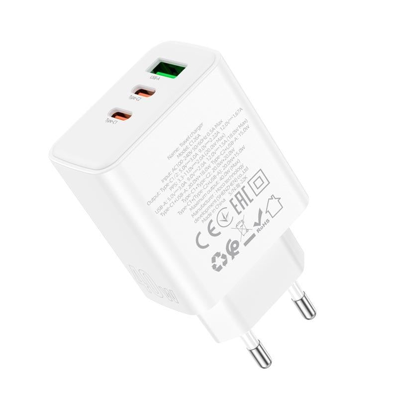 Зарядное устройство сетевой Hoco Pure power three-port C126A USB 2Type-C 40 W 3 A (584775) - фото 1 Зарядное устройство сетевой Hoco Pure power three-port C126A USB 2Type-C 40 W 3 A (584775) - фото 1
