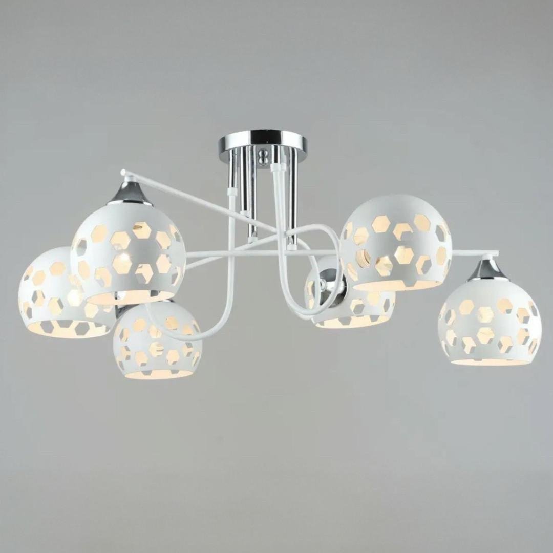 Люстра Sirius на шість плафонів під лампу Е27 Білий/Хром (B A4244/6 WT+CR)