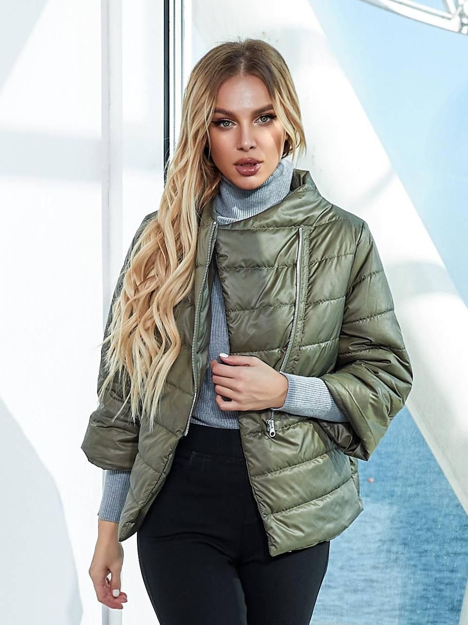 Куртка демисезонная Aiza А524 короткая с рукавом 3/4 р. 42 - 44 Оливковый (11719263) Куртка демисезонная Aiza А524 короткая с рукавом 3/4 р. 42 - 44 Оливковый (11719263)