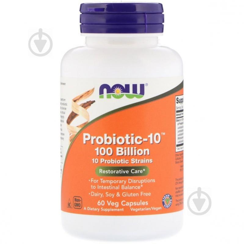Пробиотики Для Пищеварения, Probiotic-10, 100 Billion, Now Foods, 60 вегетарианских капсул