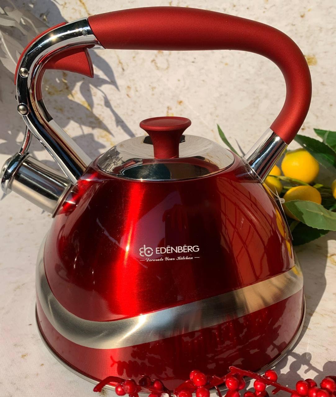 Чайник со свистком Edenberg EB-7010 из нержавеющей стали для индукционных плит 3 л Красный (2530556539)