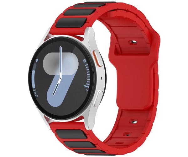 Ремешок Silicone Magnetic Hybrid Flex для смарт-часов Samsung Galaxy Watch FE 40 мм/Watch 7/6/5 20 мм Красно-черный