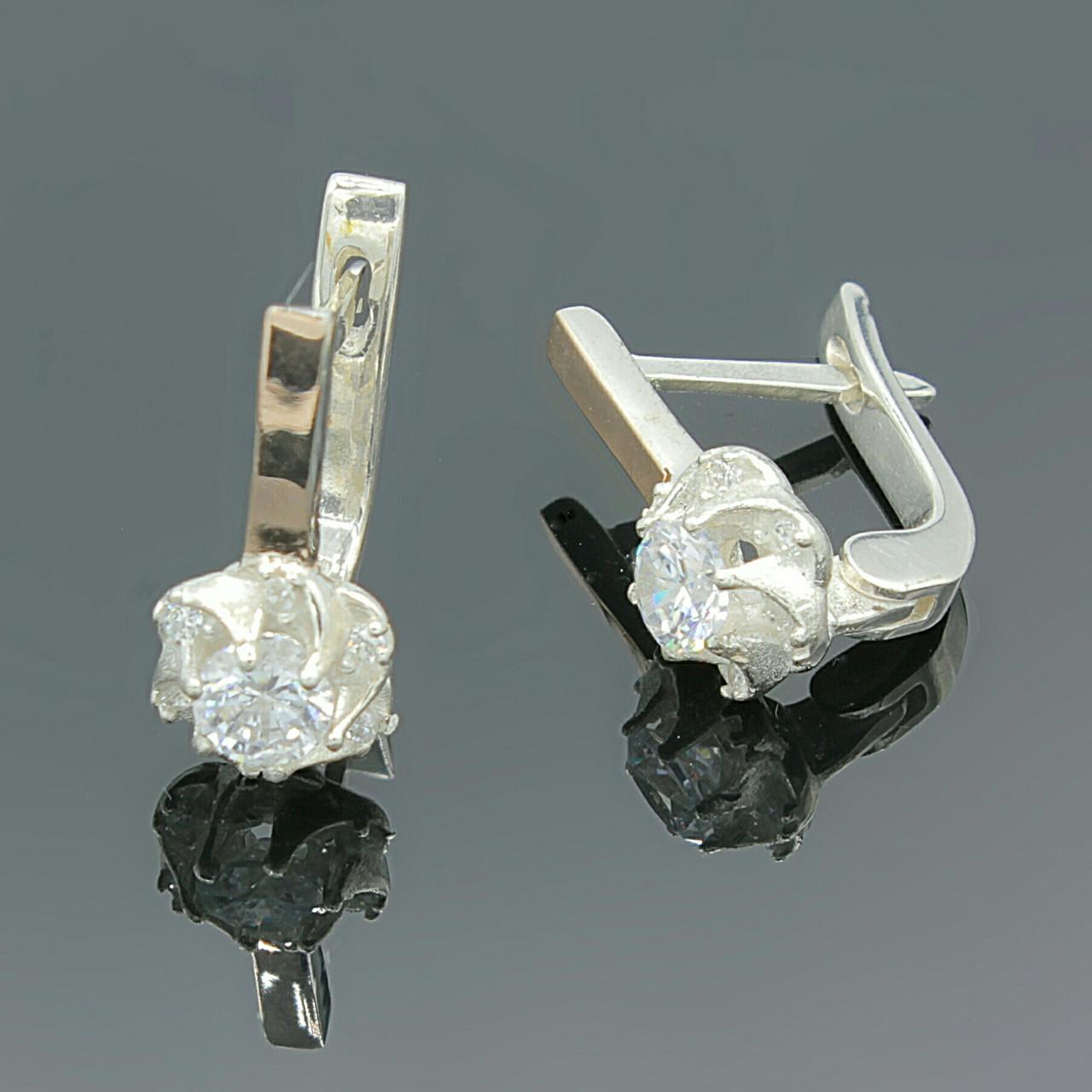 Серебряные серьги Гламур с золотыми вставками