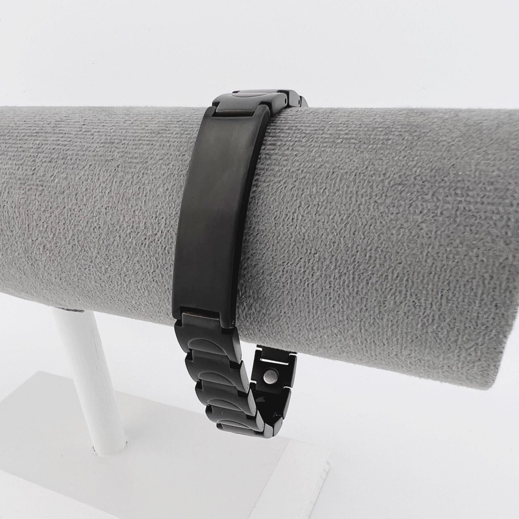 Браслет мужской под гравировку из медицинской стали с магнетитами (BS-024)