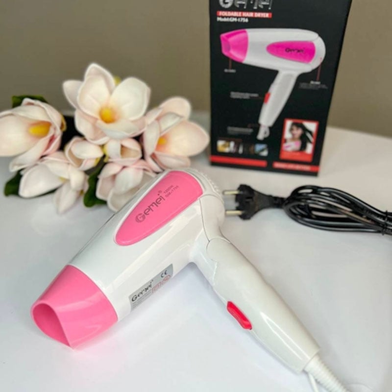 Фен для волос Gemei GM-1756 складной 1200W Pink (tf7002) - фото 2