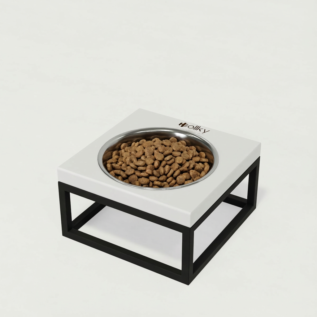 Миска на подставке для кошек и маленьких собак Hollky Base Solo S 0,45 л (S-18187-BLWH) - фото 1 Миска на подставке для кошек и маленьких собак Hollky Base Solo S 0,45 л (S-18187-BLWH) - фото 1