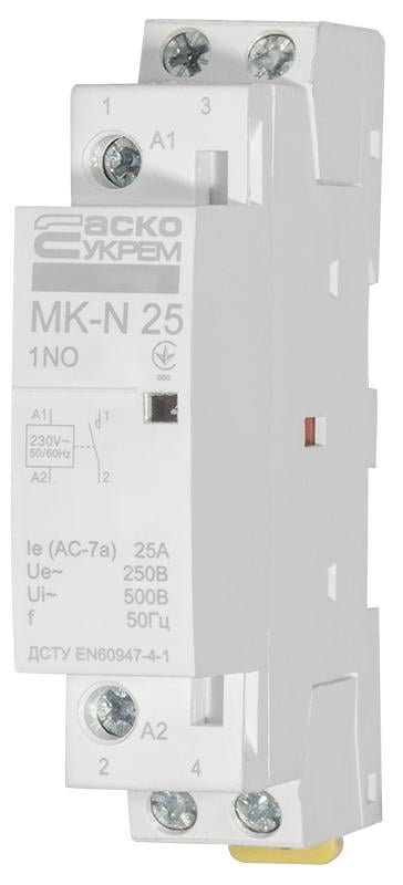 Контактор модульный АСКО-Укрем MK-N 1P 25A 1NO 220V (A0040030022) - фото 3 Контактор модульный АСКО-Укрем MK-N 1P 25A 1NO 220V (A0040030022) - фото 3