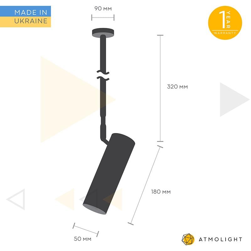 Светильник потолочный Atmolight Pelikan С180 1417 на одну лампу Черный - фото 2