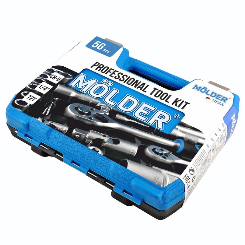 Набор инструментов профессиональный Molder 1/4" 72 T CR-V в кейсе 56 пр. (MT60056)