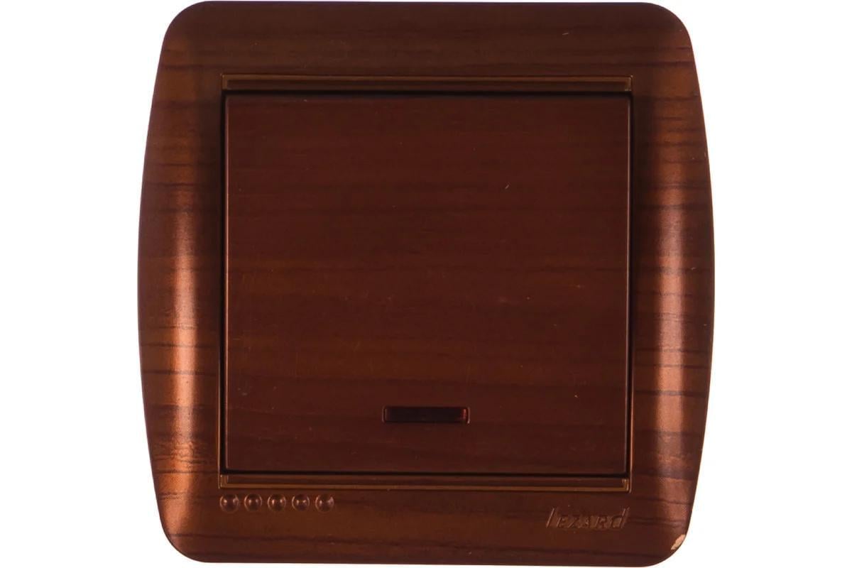 Вимикач одноклавішний Lezard Demet 711-0500-111 з підсвіткою Античний махагон (27551092)