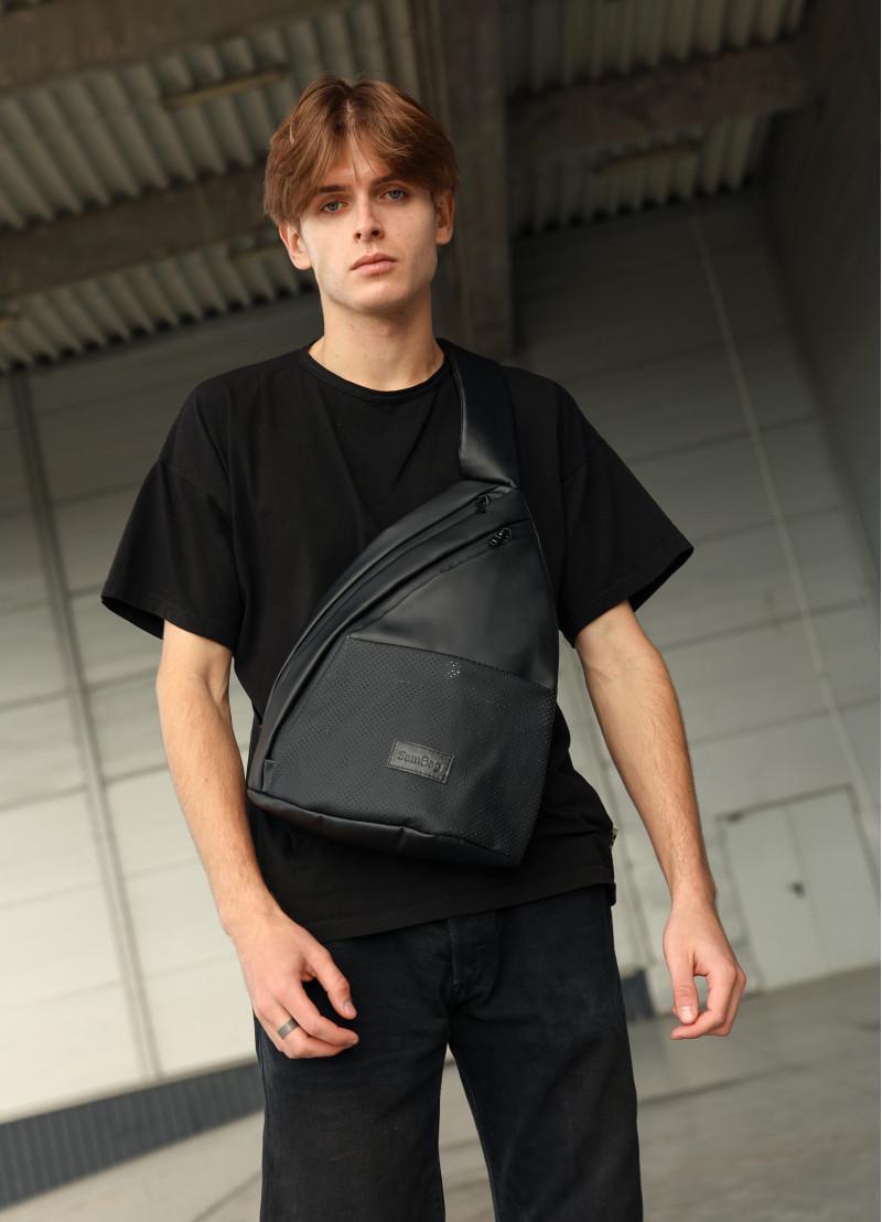 Сумка через плече Sambag Brooklyn MSH з перфорацією Чорний (83311301m)