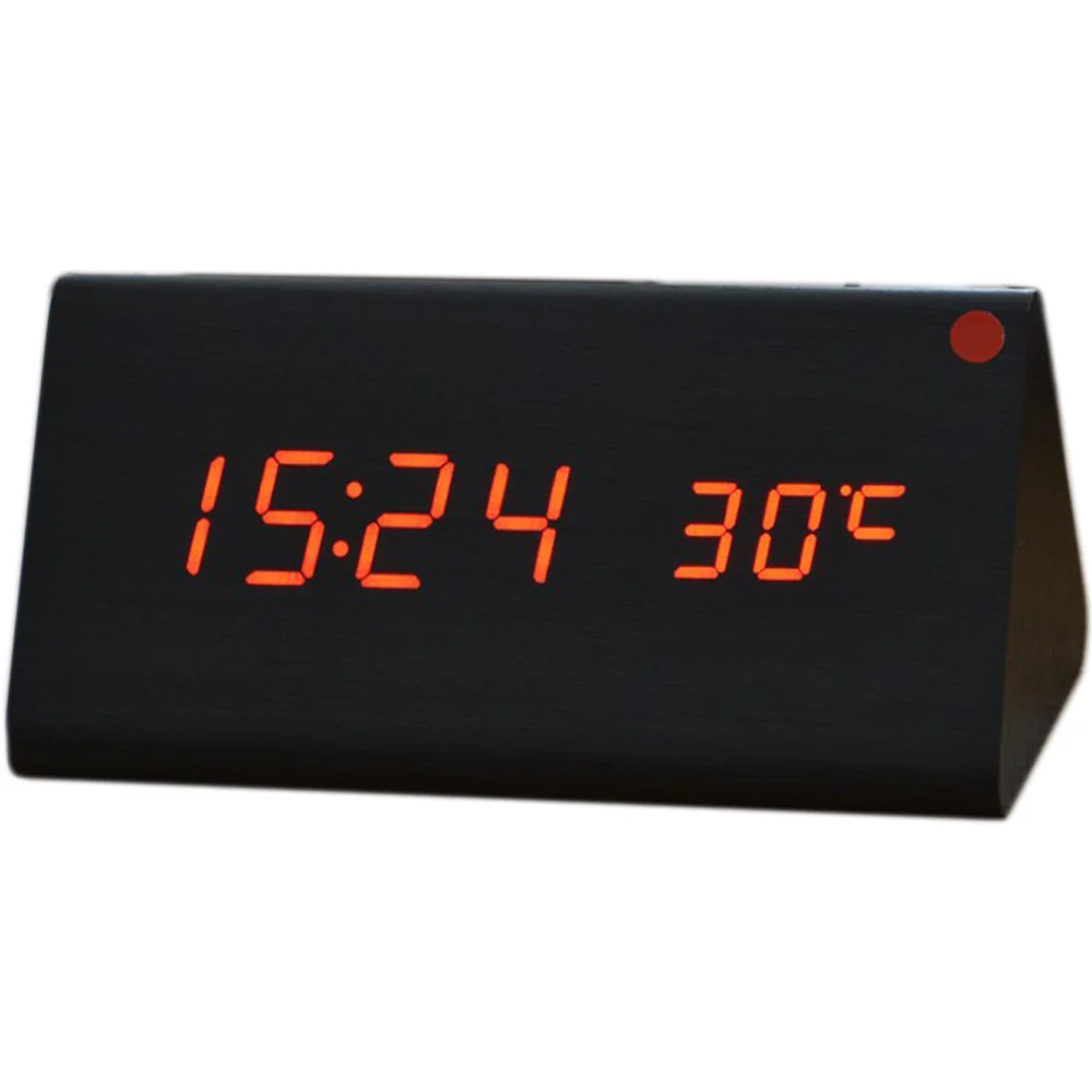 Часы настольные под дерево Wooden Clock Черный (1301B)