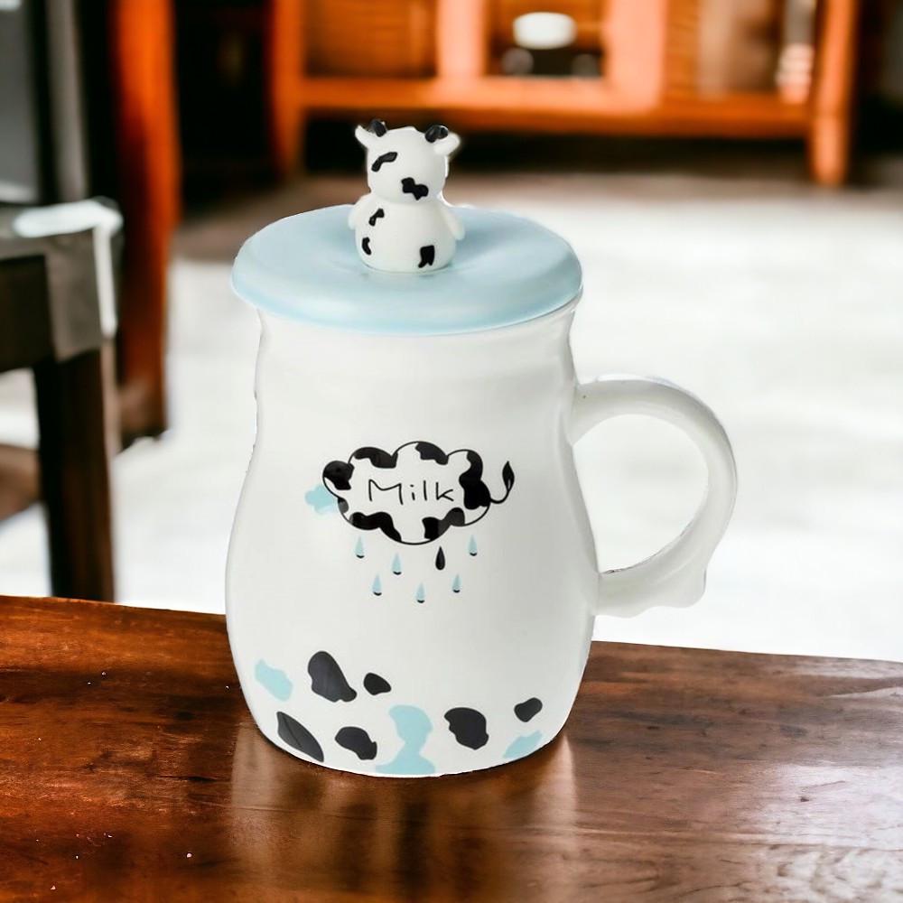 Чашка керамическая с крышкой и ложкой Молоко-энергия 420 мл Голубой (21-бла-О8030-16) - фото 3 Чашка керамическая с крышкой и ложкой Молоко-энергия 420 мл Голубой (21-бла-О8030-16) - фото 3