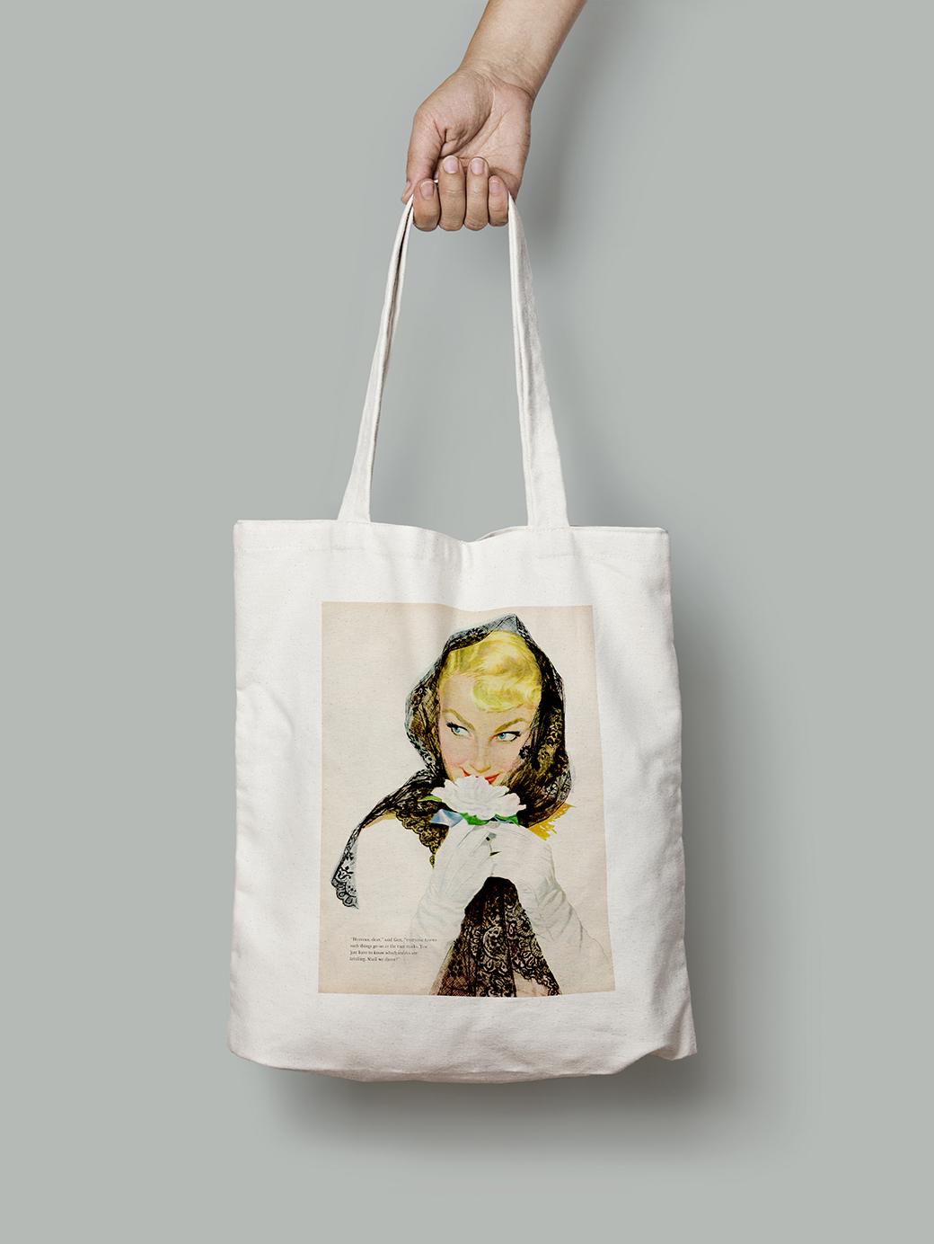 Эко-сумка Портрет. Девушка нюхает розу шопер (pin_up010271_Bag)