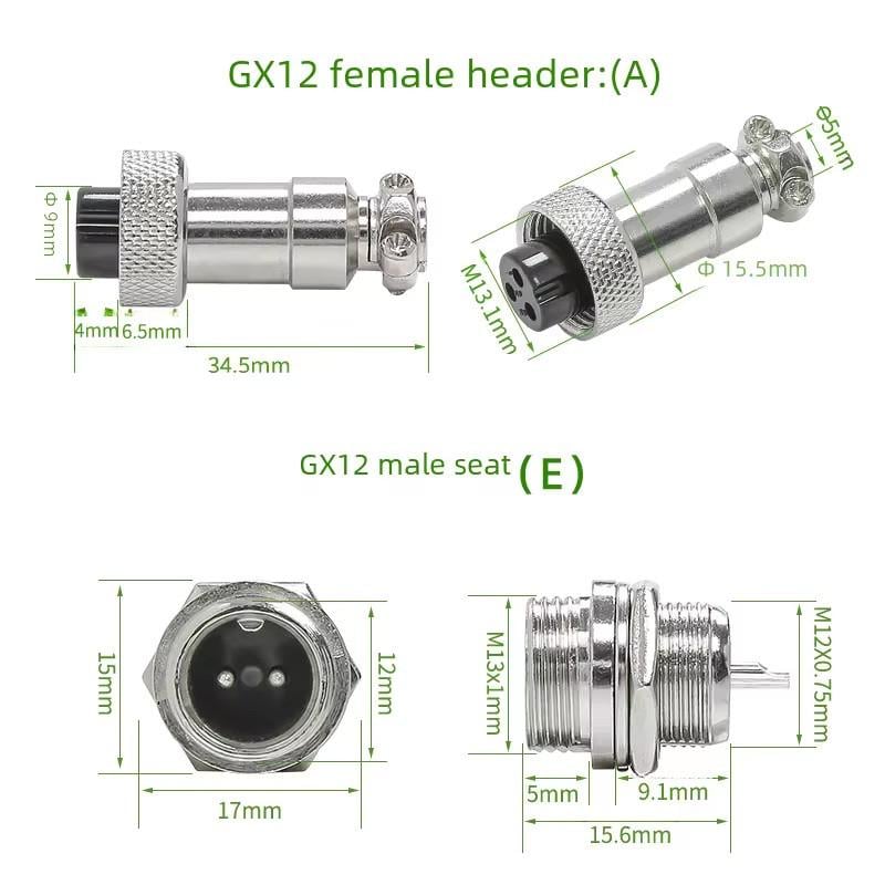 Разъем соединительный цилиндрический GX12-12M-2B 2 pin штекер (2823895200) - фото 6