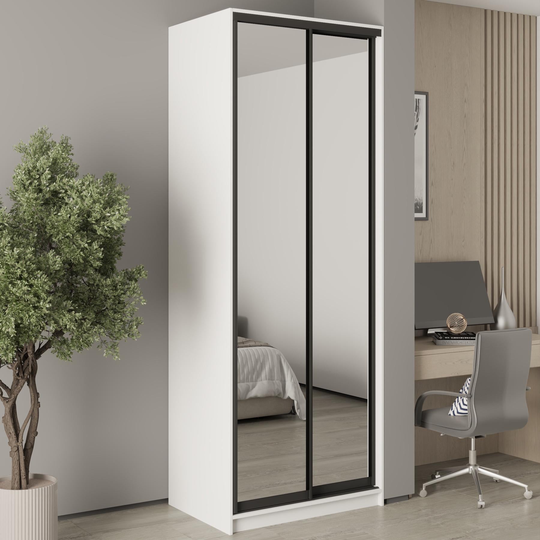 Шкаф-купе двухдверный MebelStar Стандарт BG 2 зеркала 90x60x240 см Аляска белый (MBS-10380)