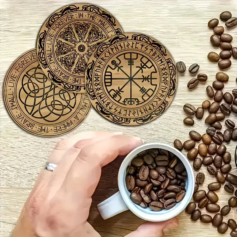 Набор деревянных подставок под чашки Рунический принт 6 шт. - фото 3 Набор деревянных подставок под чашки Рунический принт 6 шт. - фото 3