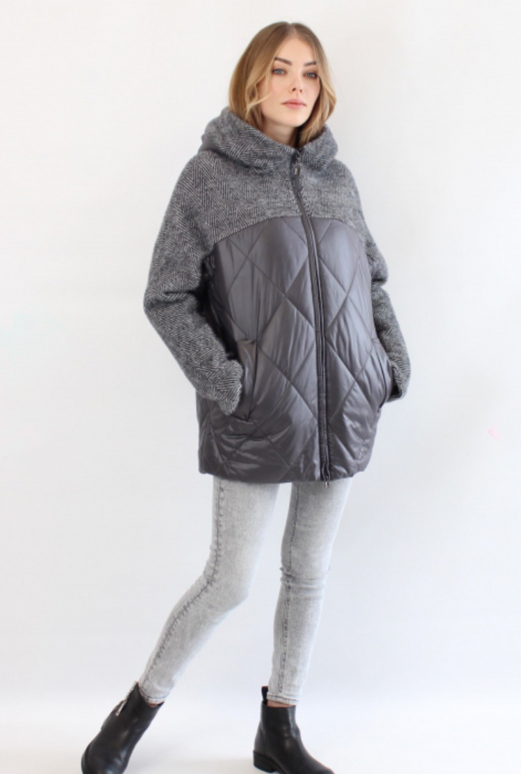 Женская куртка оверсайз 32822 р. 48 Графитовый