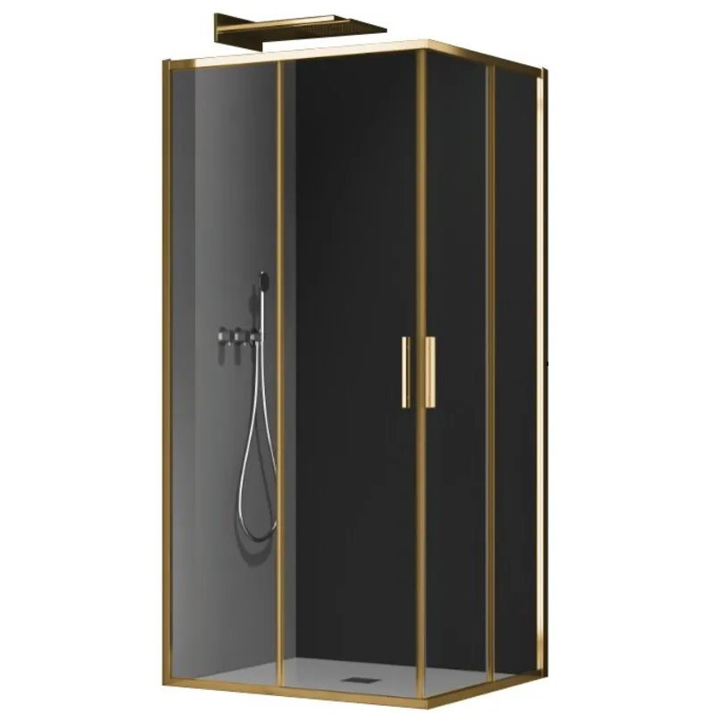 Душевая кабина без поддона KOER SR SC10-90x90x195-TR-12 прозрачное стекло Easy Clean 6 мм Матовое золото (KR5943)