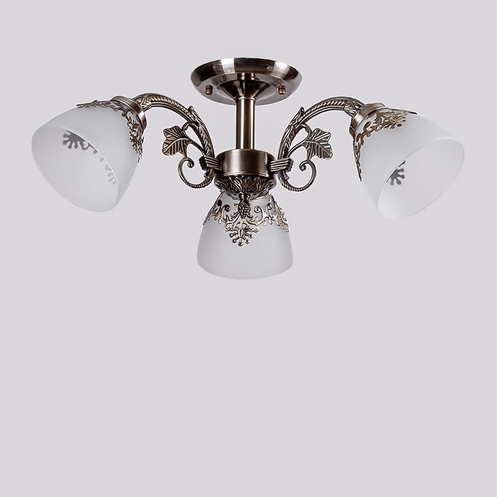 Люстра стельова Light House SH-18212/3 AB E27 600х600х200 мм Бронзовий/Білий