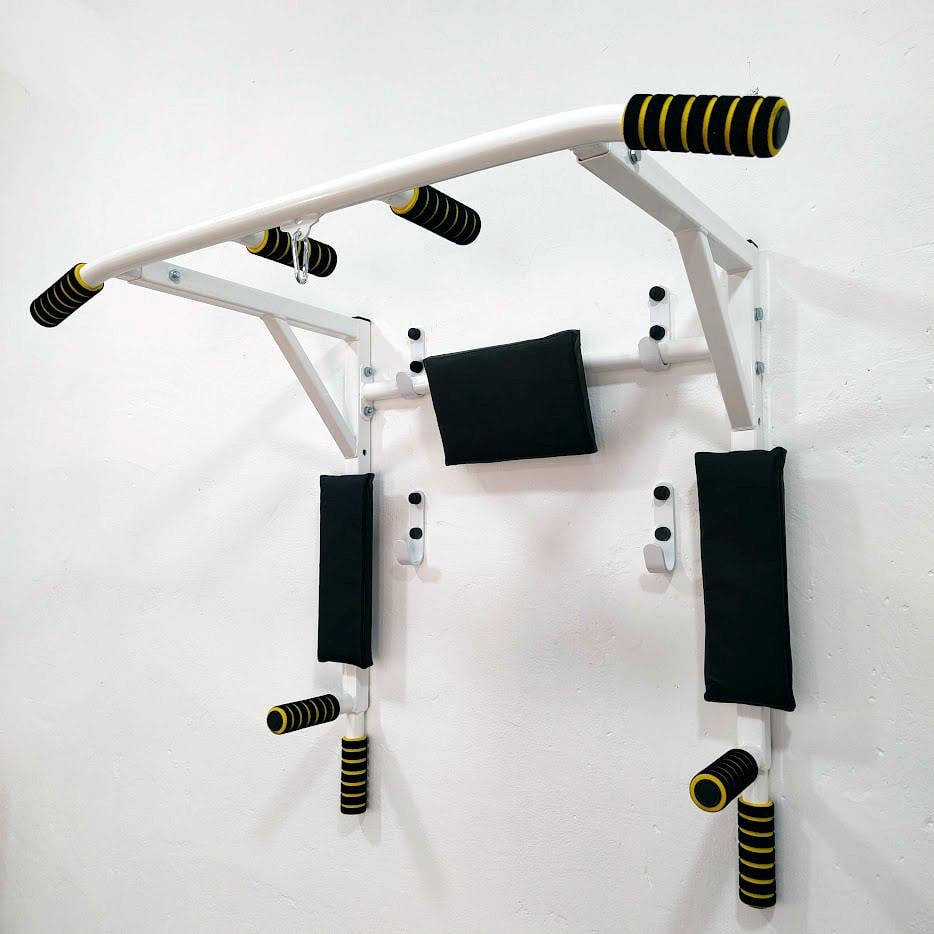 Турник-брусья SAB В2УС усиленный настенный разборной c адаптивной спинкой для пресса Белый (0010)