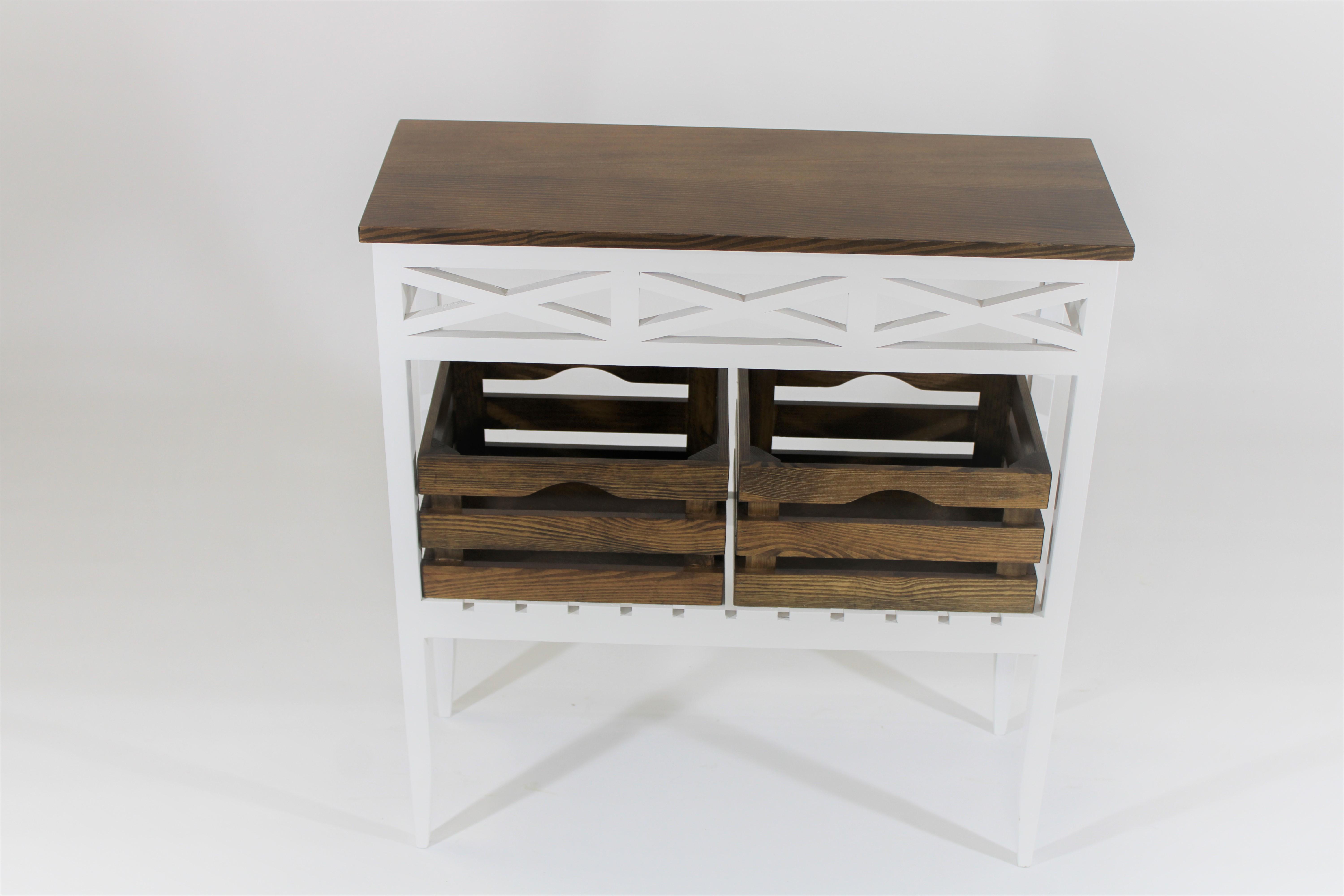 Консольний столик Древоделя Версаль 2К 77х70х26 см Біла емаль/Горіх (071324) - фото 2