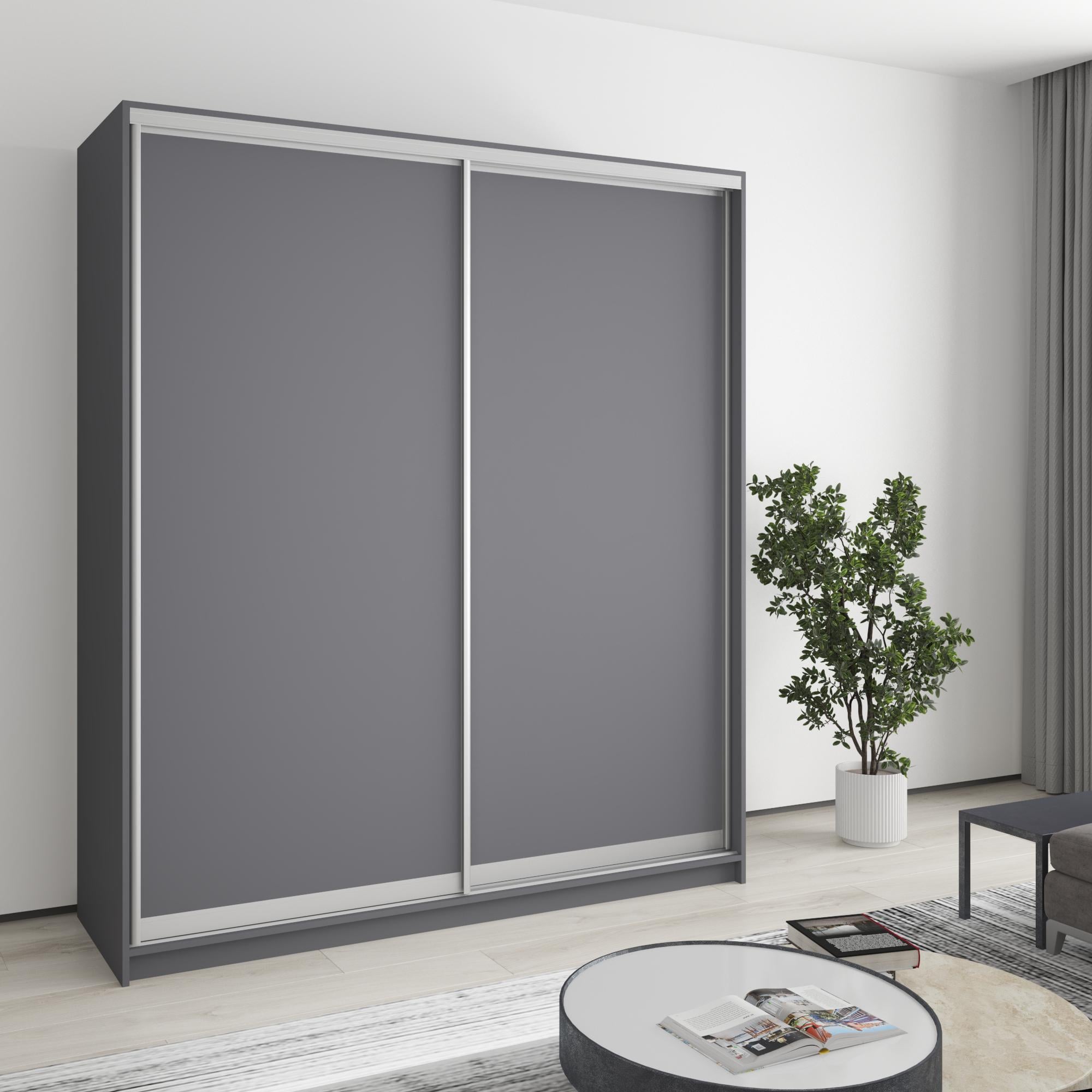 Шкаф-купе двухдверный MebelStar Уни AL 2 ДСП 180x45x210 см Антрацит (MBS-2574) Шкаф-купе двухдверный MebelStar Уни AL 2 ДСП 180x45x210 см Антрацит (MBS-2574)