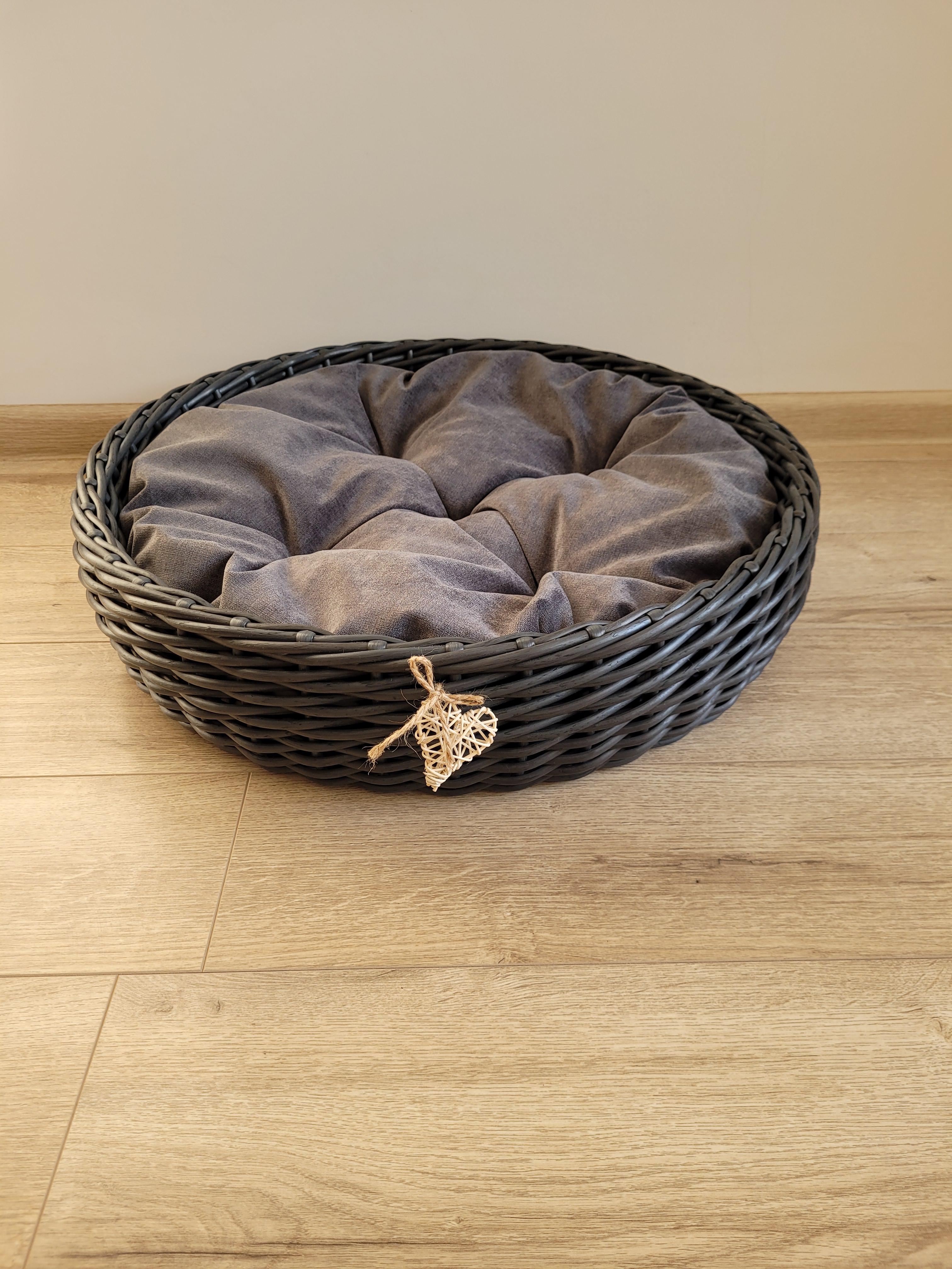 Лежак для животных из искусственного ротанга ручной работы M Графитовый (331005) - фото 3