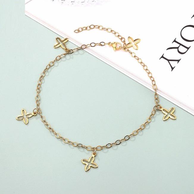 Браслет женский на ногу с позолотой из медицинской стали 26 см (BA-042)