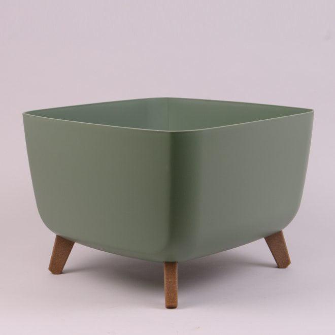 Горшок пластиковый Flora Gracia Square на ножках 29x29 см Зеленый (93408)