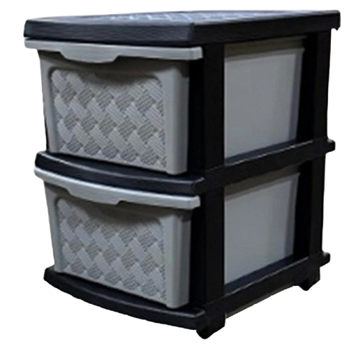 Комод пластиковий для зберігання Eco на 2 яруси з ящиками і ручками Чорно-сірий (147-46-10510) Комод пластиковий для зберігання Eco на 2 яруси з ящиками і ручками Чорно-сірий (147-46-10510)