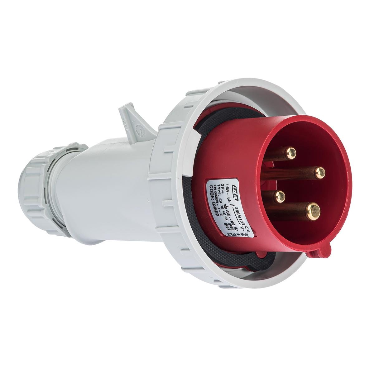 Вилка силова IDE 16A 415 B 3P+E IP67 Червоний (3602)