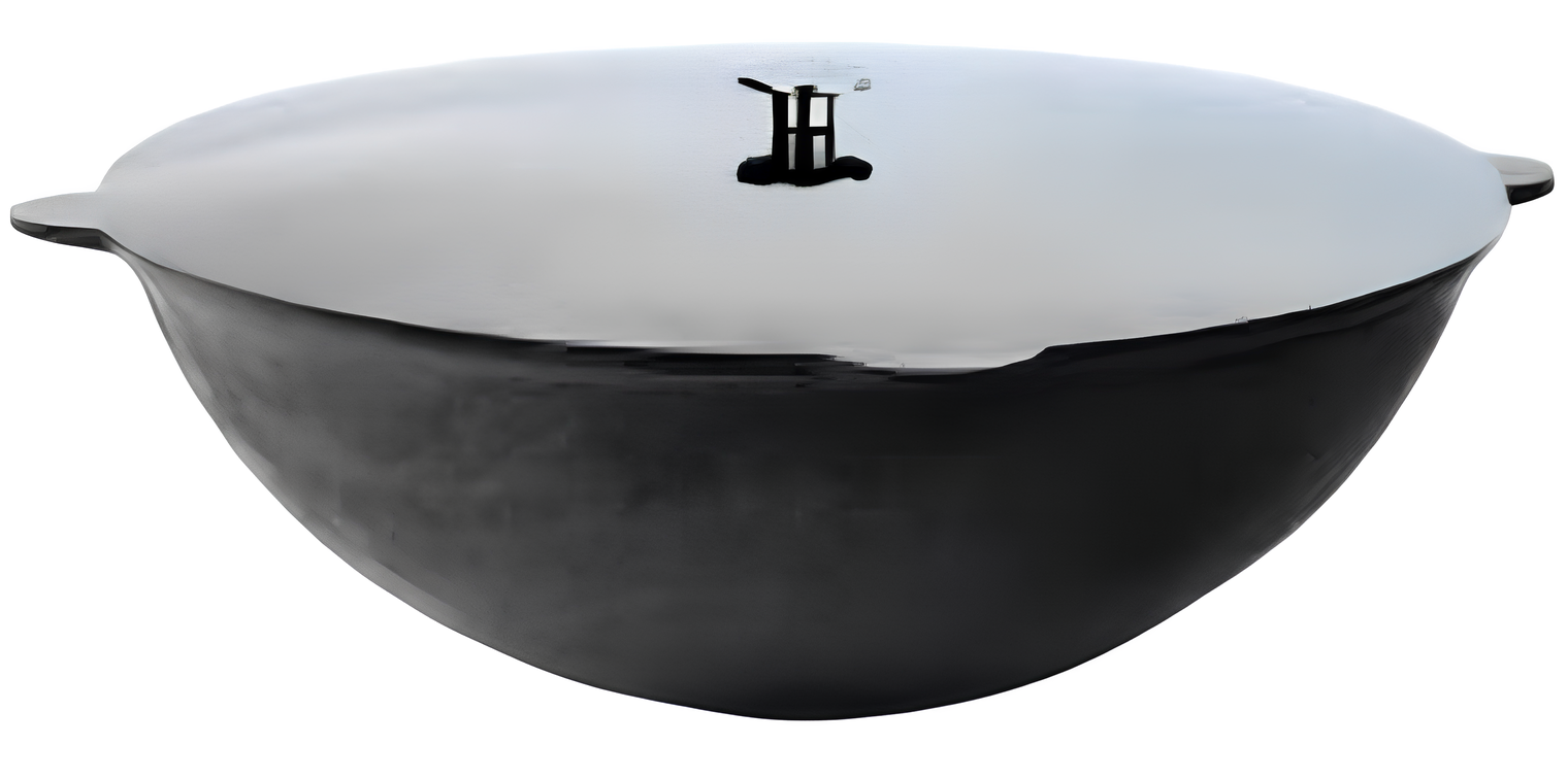 Казан узбецький Наманганський Davr Metall на 150 л чавунний з круглим дном та кришкою Чорно-сірий (124-131-LUZ150)