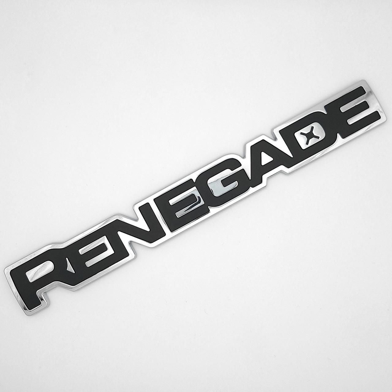 Эмблема надпись Renegade Jeep ABS 23 х 3,1 см Хром/Черный глянцевый (2830196291)