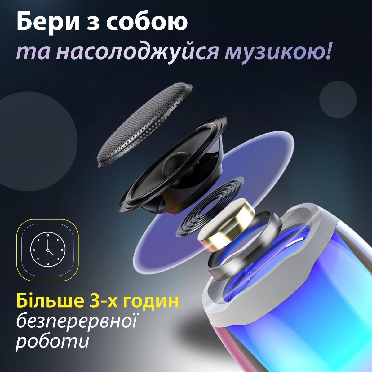 Портативная колонка Pulse 4 mini BT/TF/FM/TWS/AUX/USB с подсветкой 5 Вт Черный (20991597) - фото 4