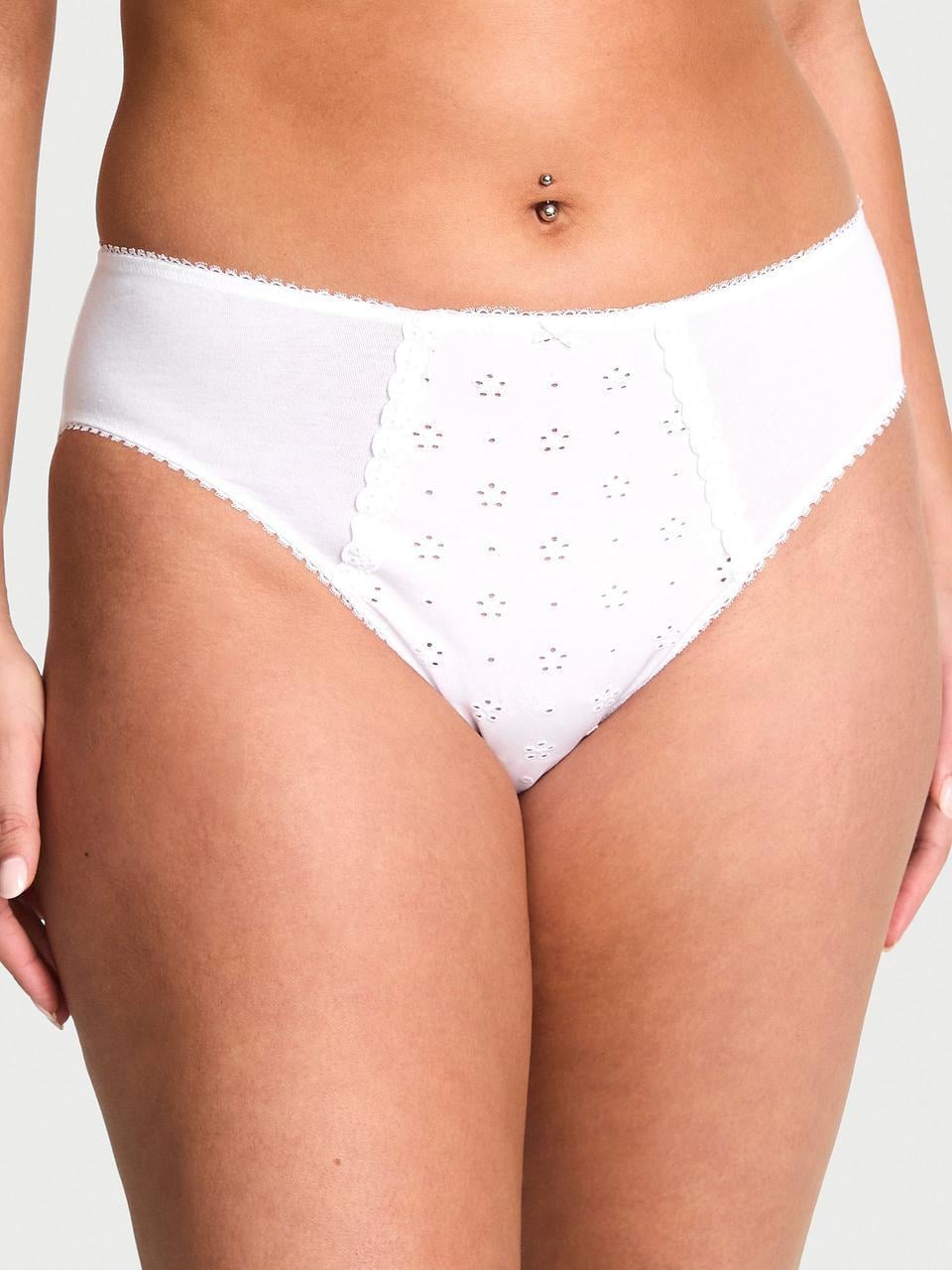 Трусики женские Victoria's Secret Stretch Cotton Eyelet High-Leg Brief XL Белый (34312955164549)