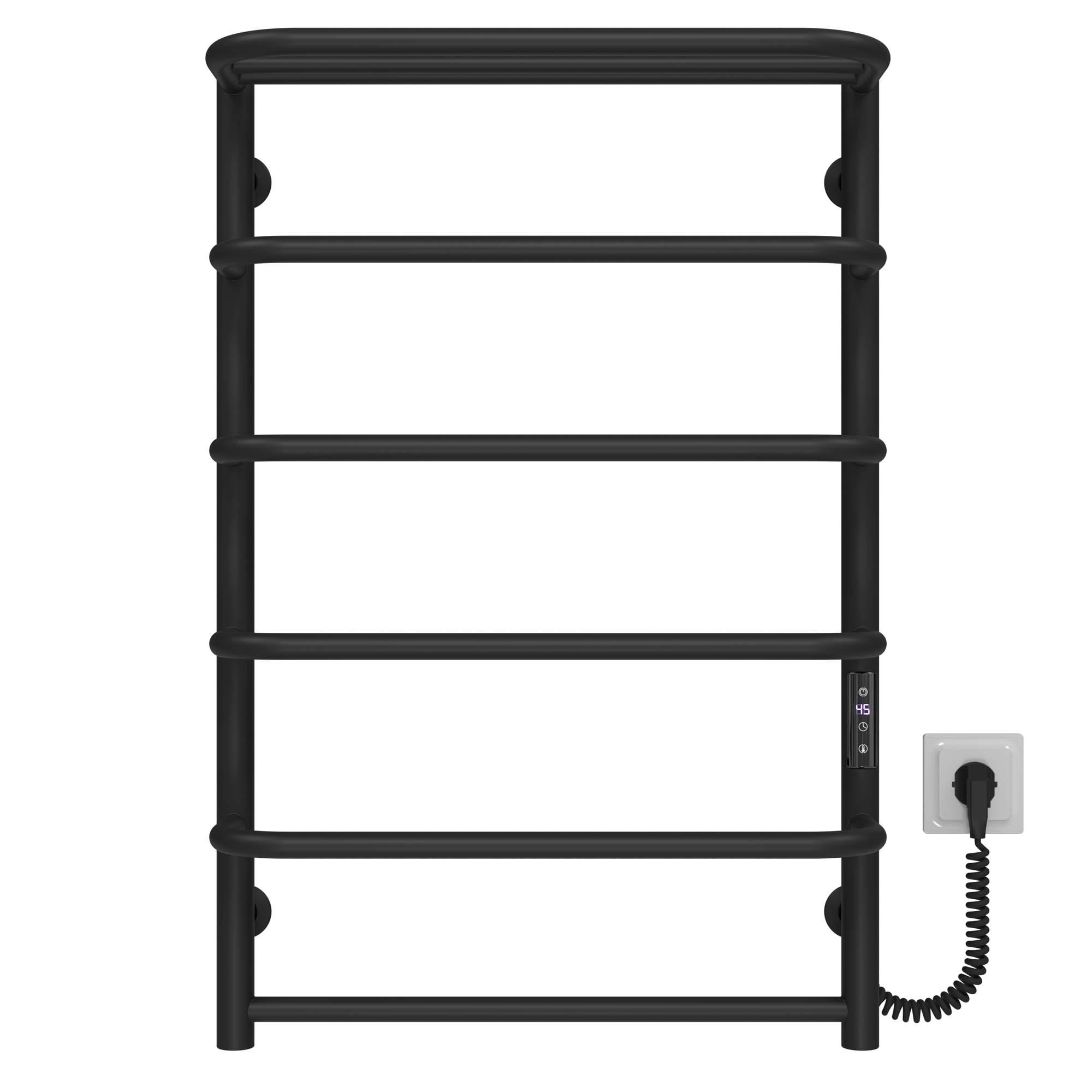 Рушникосушарка електрична з полицею Deffi Стандарт П6 JD03 нержавіюча сталь 500х800 мм Чорний Хром (C.SP.80.50.6.E.B.R.1)