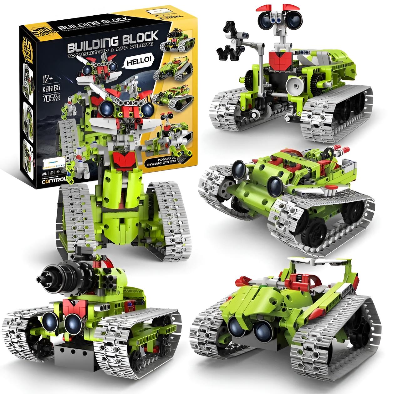 Конструктор с пультом радиоуправления Programming Building Block 5в1 робот-танк 705 дет. (K96165)