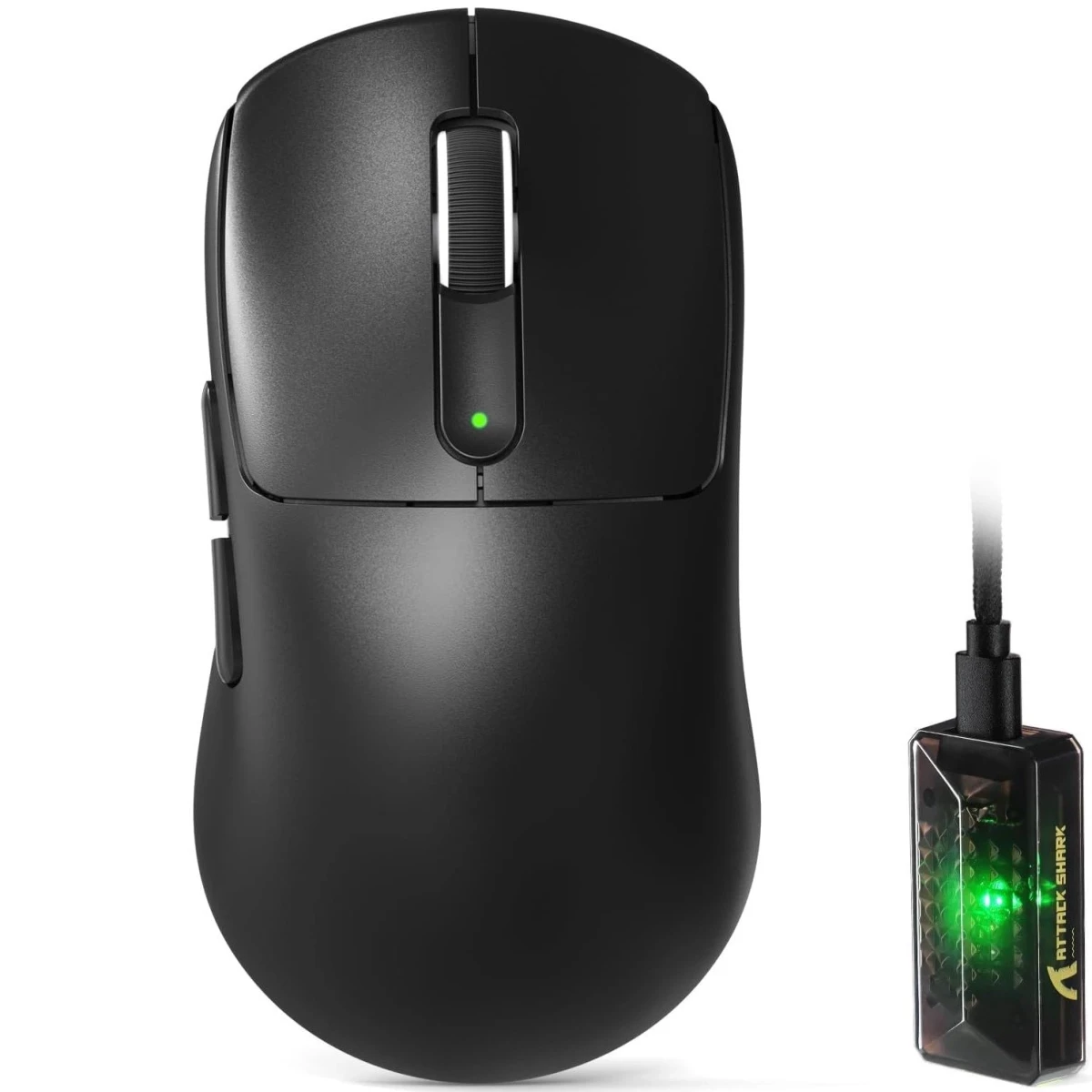 Компьютерная мышка беспроводная attack shark V5 42000 DPI PAW3950MAX 8K Nordic 52840 Black (32646418)