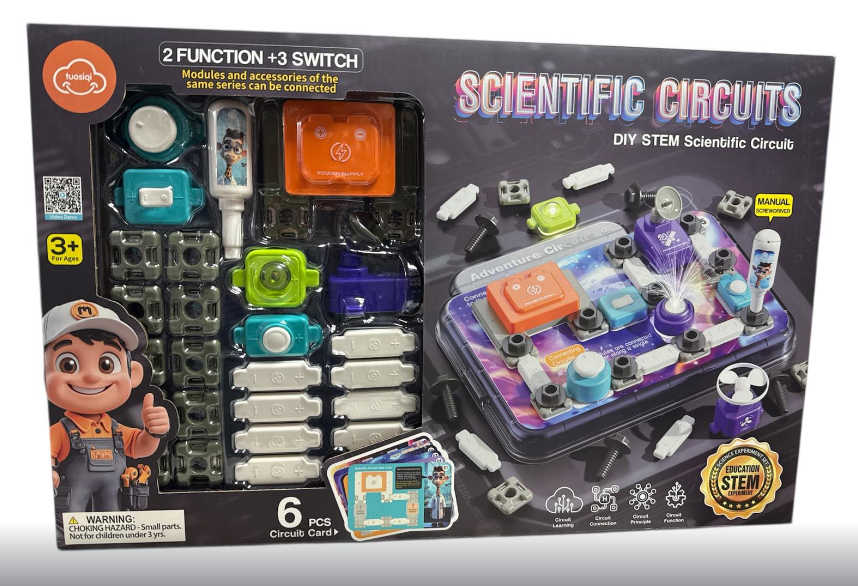 Конструктор електронний 77-54 K 45 елементів підсвічування радар 3 види перемикачів 6 карток із прикладами основа для збірки в коробці Конструктор електронний 77-54 K 45 елементів підсвічування радар 3 види перемикачів 6 карток із прикладами основа для збірки в коробці