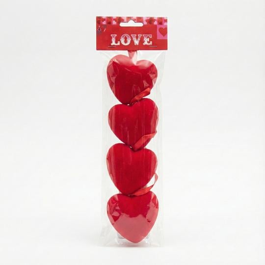 Набір з підвісних флокових сердець 4 шт. 6 см (2021-005)