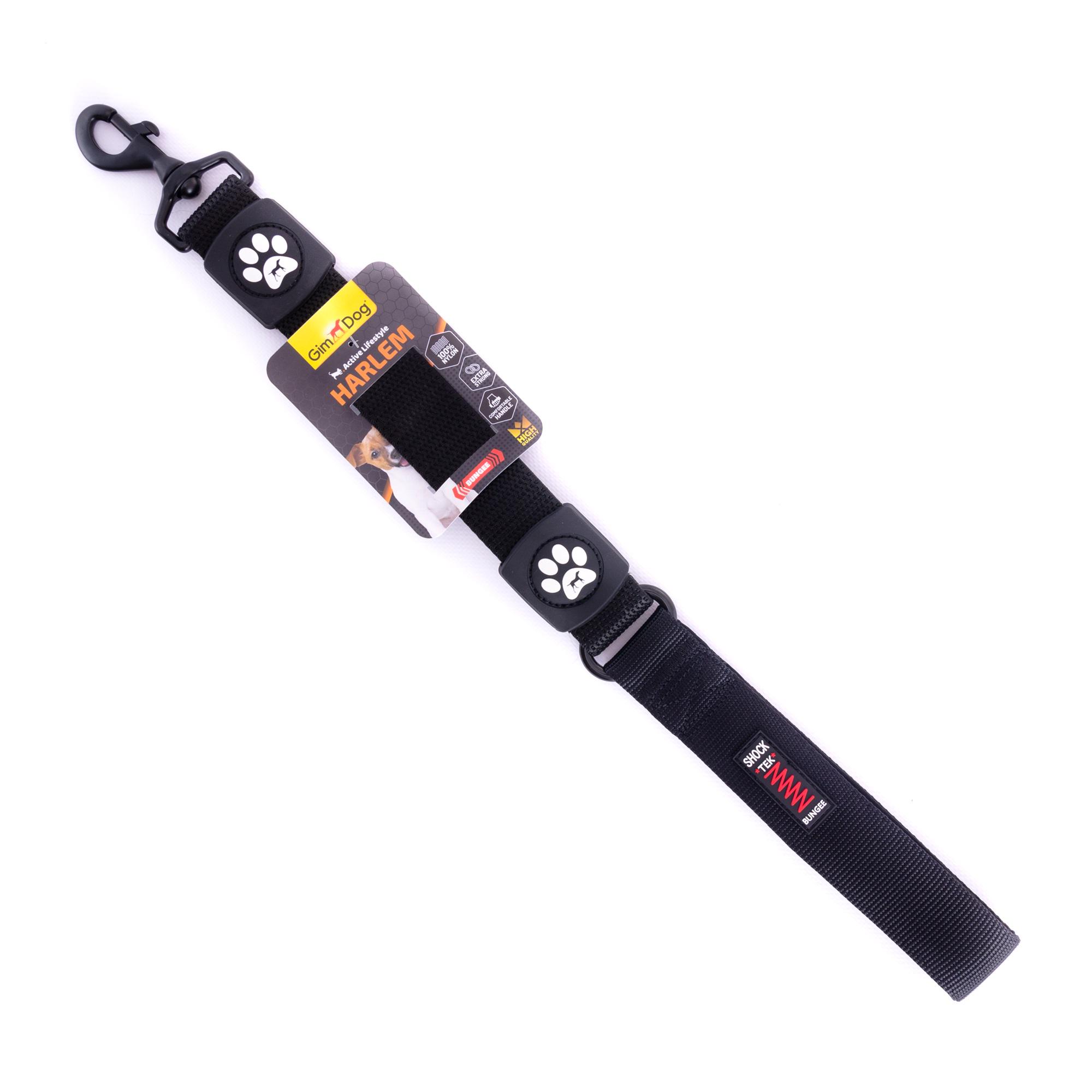 Поводок для собак GimDog HARLEM BUNGEE двухслойный неопрен/нейлон с ручкой 3,8х55 см Черный (8009632059426)