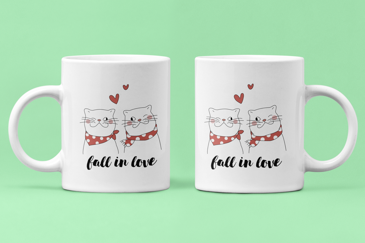 Чашки парні "Fall in love" котики для закоханих 330 мл Білий (ВЛ110Ч) Чашки парні "Fall in love" котики для закоханих 330 мл Білий (ВЛ110Ч)